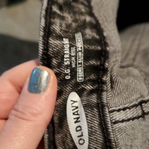 New old navy vintsge retro style high waist straight distressed blk jean… - Picture 4 of 10